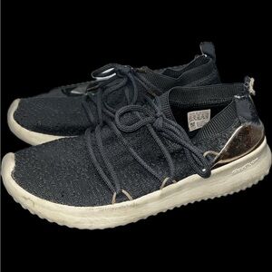 adidas Women's Black Knit Sneakers with White Sole
